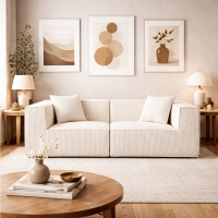 Compressed Nextdeco καναπές τριθέσιος κοτλέ ιβουάρ Υ63x208x101εκ. Compressed Nextdeco καναπές τριθέσιος κοτλέ ιβουάρ Υ63x208x101εκ.
