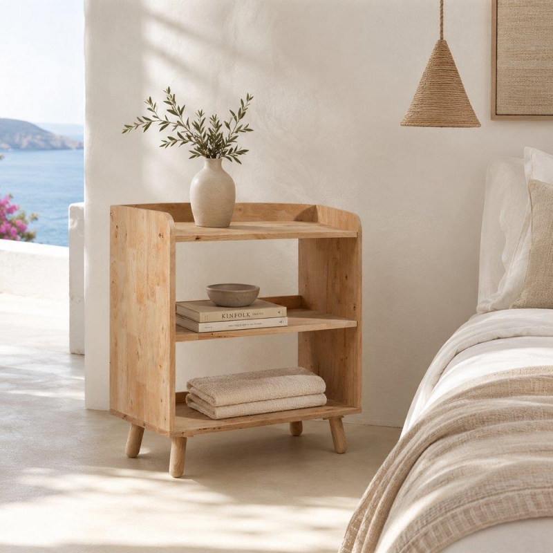 Ραφιέρα Nextdeco Natural μασίφ ξύλο Υ80x70x40εκ.