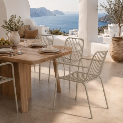 Καρέκλα μεταλλική Nextdeco γκρι ανοιχτό 57x57xΥ79εκ.