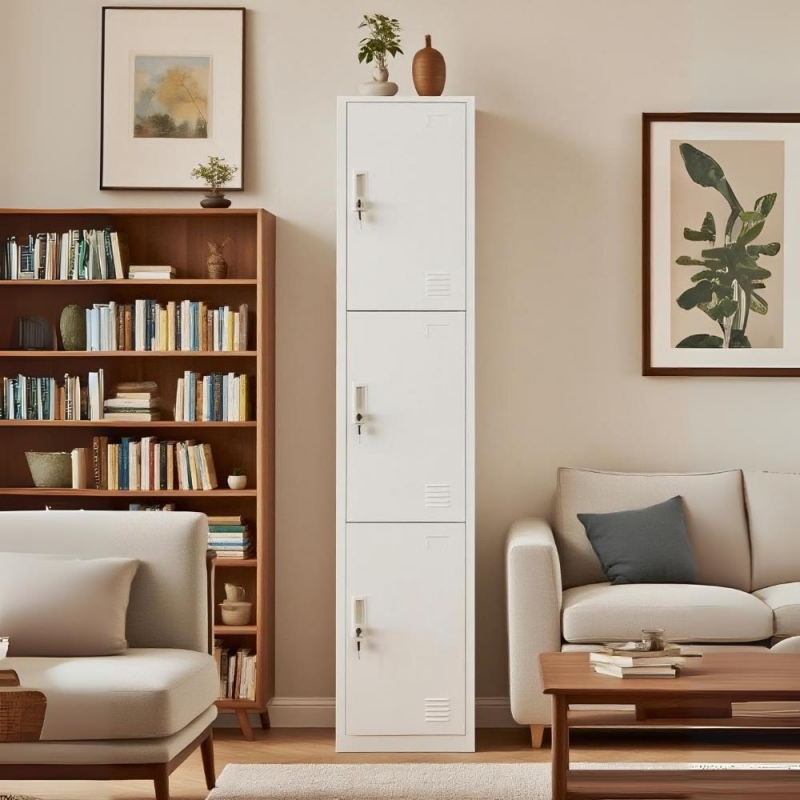 Φοριαμός - Μεταλλική ντουλάπα Nextdeco 3 ντουλάπια με κλειδιά Υ185x38x45εκ βάθος.