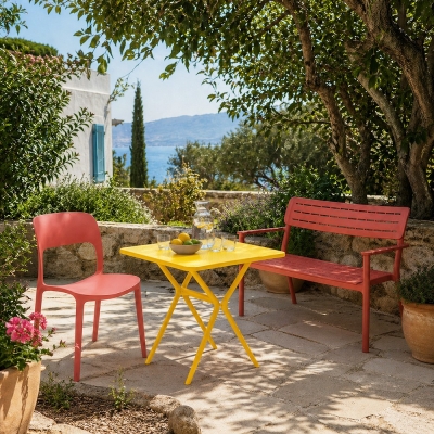 Τραπέζι εξωτερικού χώρου PP Nextdeco κοραλί UV protection Υ71×70×70εκ.