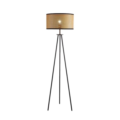 Φωτιστικό δαπέδου rattan με μεταλλική βάση Υ145xØ45εκ.