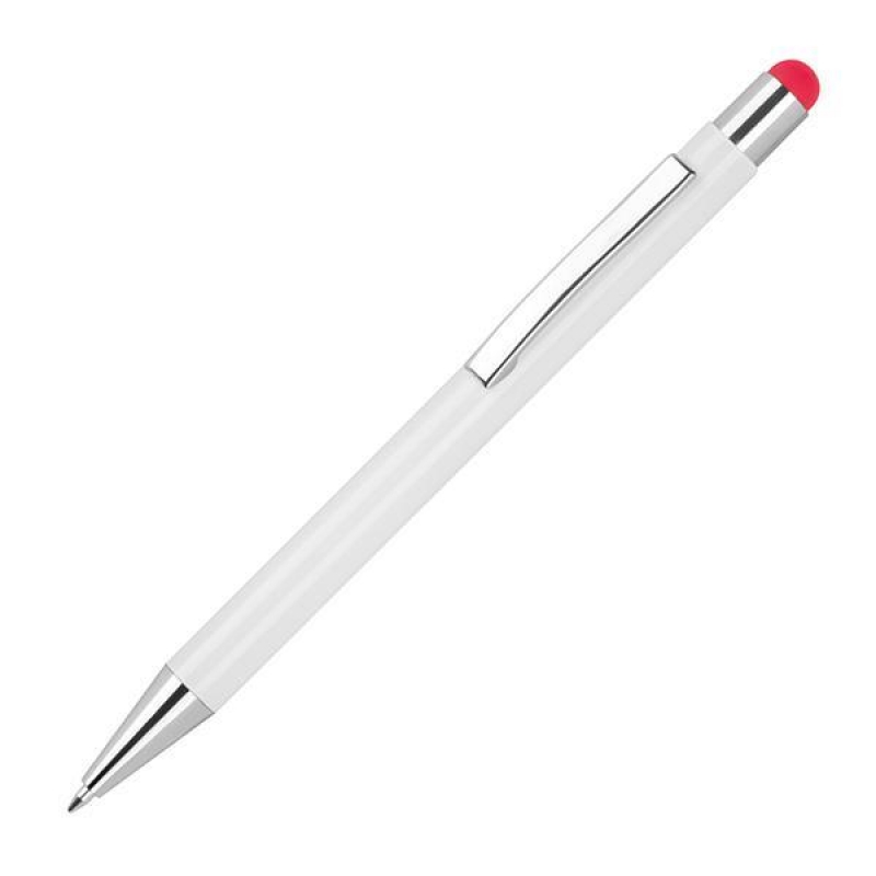 Στυλό - touch pen αλουμινίου άσπρο με κόκκινη λεπτομέρεια Υ14,8xØ1εκ. Δυνατότητα εκτύπωσης