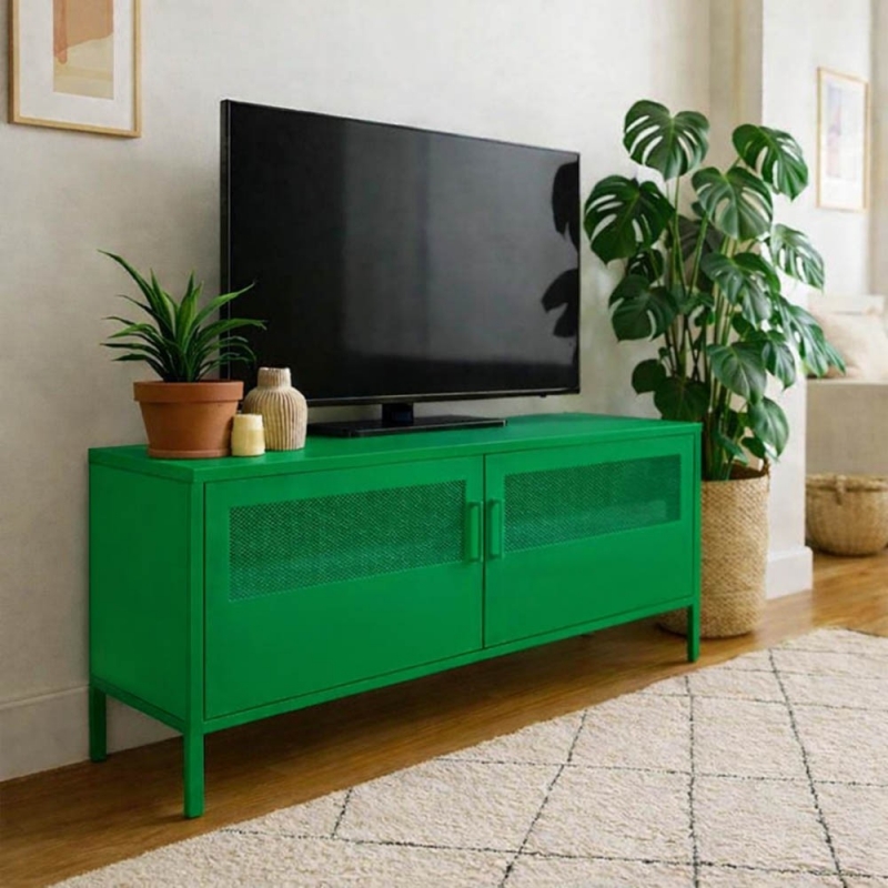 Έπιπλο τηλεόρασης μεταλλικό Nextdeco με ανοιγόμενες πόρτες πράσινο Υ60x118x40εκ. Έπιπλο τηλεόρασης μεταλλικό Nextdeco με ανοιγόμενες πόρτες πράσινο Υ60x118x40εκ.