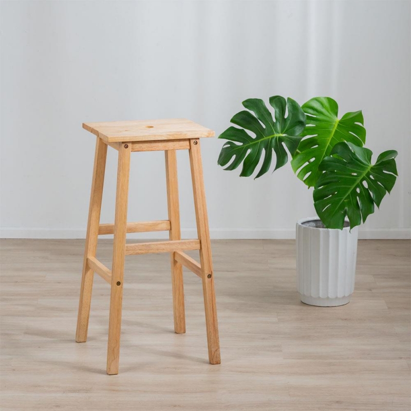 Σκαμπό Nextdeco Natural μασίφ ξύλο Υ72,5×37×39εκ.