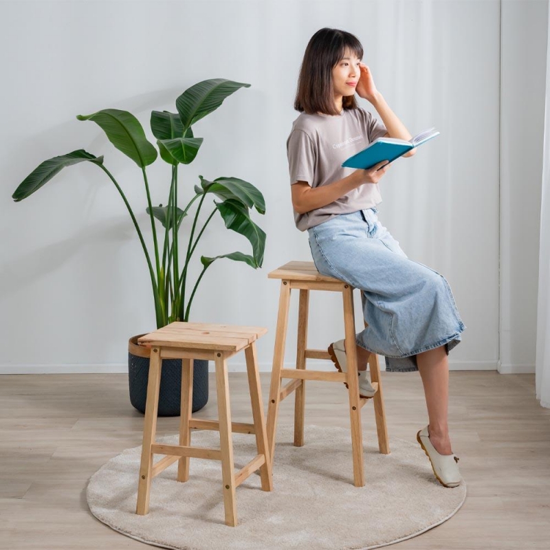 Σκαμπό Nextdeco Natural μασίφ ξύλο Υ72,5×37×39εκ.