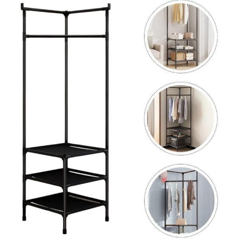 Κρεμάστρα ράγα οργάνωσης ρούχων Nextdeco μαύρη Υ180x45x45εκ