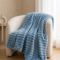 Κουβέρτα faux fur μπλε 150x200εκ.