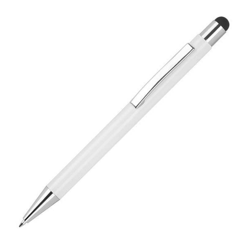 Στυλό - touch pen αλουμινίου άσπρο με μαύρη λεπτομέρεια Υ14,8xØ1εκ. Δυνατότητα εκτύπωσης