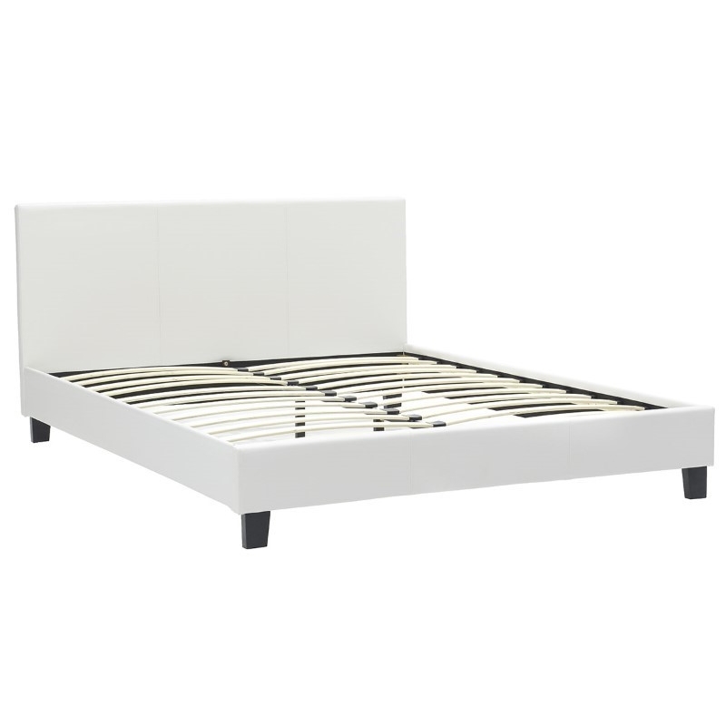 Κρεβάτι Nevil pakoworld 150x200 PU χρώμα λευκό ματ