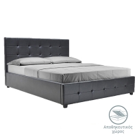 Κρεβάτι Roi pakoworld 160x200 PU μαύρο ματ + αποθηκευτικό χώρο