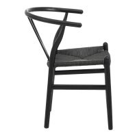 Καρέκλα Wishbone pakoworld rubberwood-σχοινί σε μαύρη απόχρωση 53.5x57x74εκ