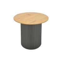 Βοηθητικό τραπέζι Dovel pakoworld mdf σε sonoma -μαύρο μέταλλο Φ50x50εκ