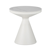 Βοηθητικά τραπέζια Coozlin Inart sintered stone σε απόχρωση λευκό μαρμάρου με λευκό μέταλλο