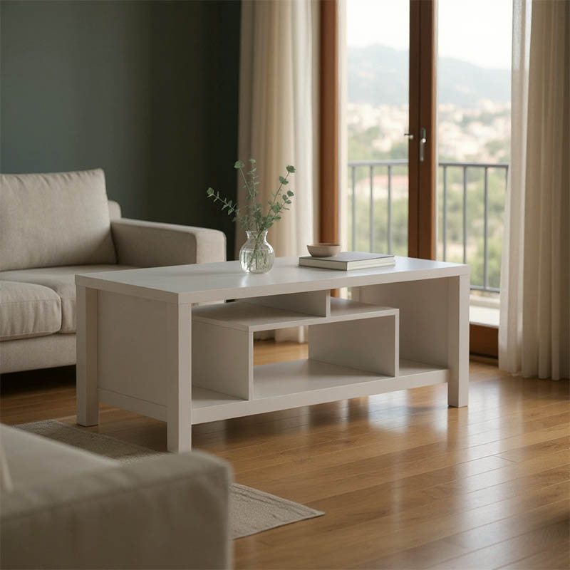 Τραπέζι σαλονιού Tracy pakoworld λευκό-γκρι 120x60x48.5εκ