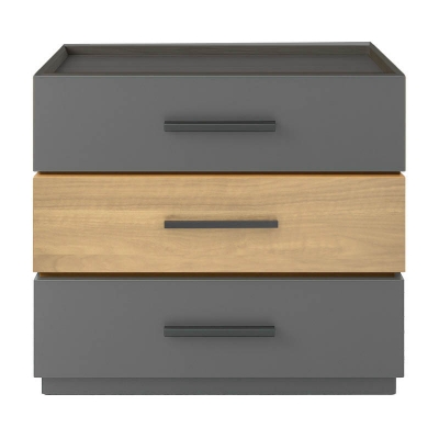 Κομοδίνο Sonlen pakoworld mdf σε sonoma-ανθρακί απόχρωση 60x40x66εκ Κομοδίνο Sonlen pakoworld mdf σε sonoma-ανθρακί απόχρωση 60x40x66εκ