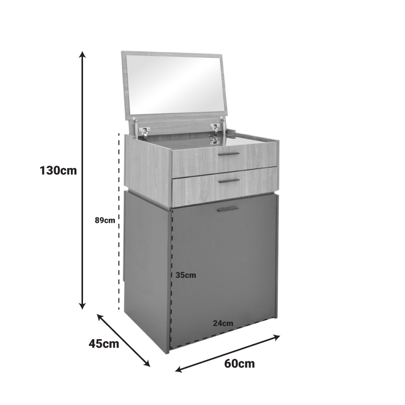 Τουαλέτα κρεβατοκάμαρας Sonlen pakoworld ανθρακί-sonoma 60x45x130εκ Τουαλέτα κρεβατοκάμαρας Sonlen pakoworld ανθρακί-sonoma 60x45x130εκ