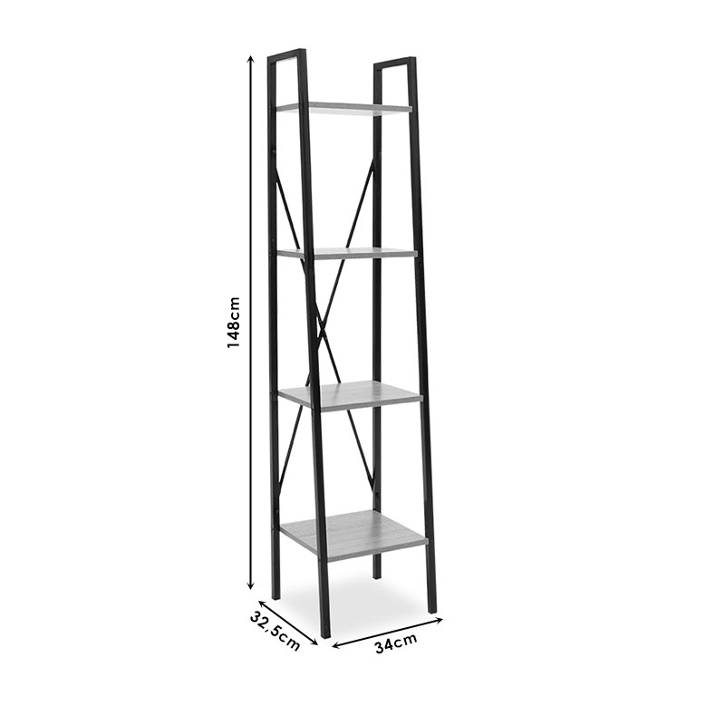 Βιβλιοθήκη Ramon pakoworld φυσικό-μαύρο 34x32,5x148εκ Βιβλιοθήκη Ramon pakoworld φυσικό-μαύρο 34x32,5x148εκ