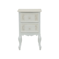 Κομοδίνο Pazlen Inart mdf σε λευκή αντικέ απόχρωση 40x45x65εκ
