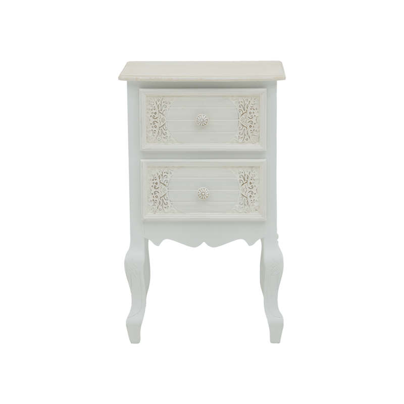 Κομοδίνο Pazlen Inart mdf σε λευκή αντικέ απόχρωση 40x45x65εκ