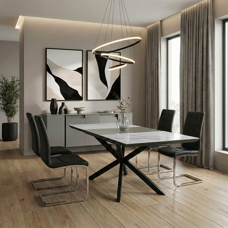 Τραπέζι επεκτεινόμενο Palan pakoworld sintered stone σε όψη μαρμάρου - μαύρο μέταλλο 160-200x80x77εκ Τραπέζι επεκτεινόμενο Palan pakoworld sintered stone σε όψη μαρμάρου - μαύρο μέταλλο 160-200x80x77εκ