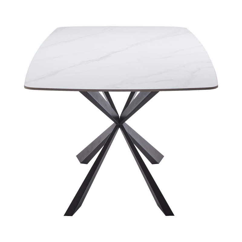 Τραπέζι Viano pakoworld sintered stone ανοιχτό γκρι-μαύρο 180x85x76εκ