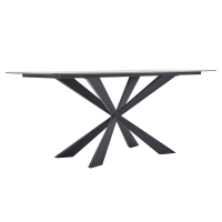 Τραπέζι Viano pakoworld sintered stone ανοιχτό γκρι-μαύρο 180x85x76εκ