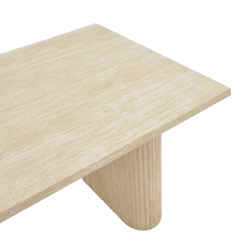 Τραπέζι Loozir pakoworld mdf σε όψη τραβερτίνας 180x90x75εκ