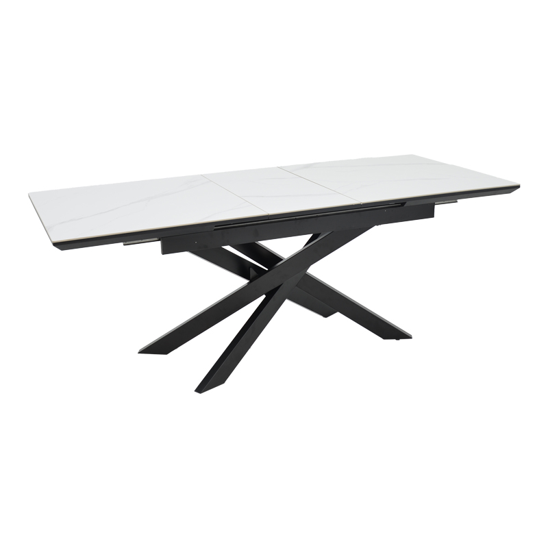 Τραπέζι Rogemi pakoworld sintered stone -γκρι mdf-μαύρο μέταλλο 160-200x90x75εκ