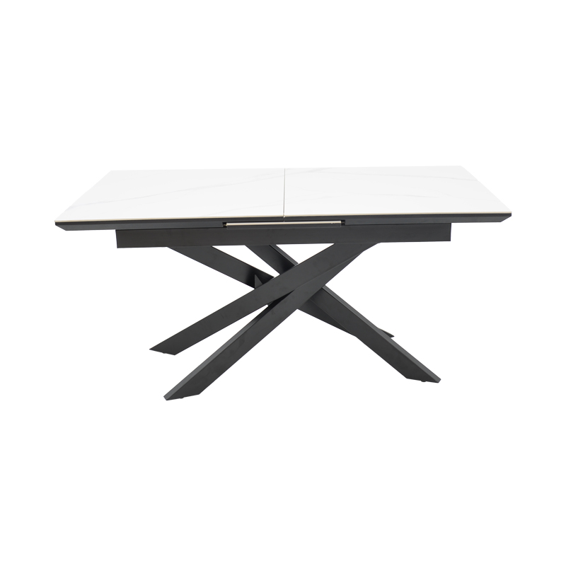 Τραπέζι Rogemi pakoworld sintered stone -γκρι mdf-μαύρο μέταλλο 160-200x90x75εκ
