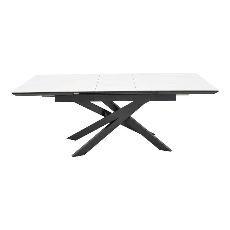 Τραπέζι Rogemi pakoworld sintered stone -γκρι mdf-μαύρο μέταλλο 160-200x90x75εκ