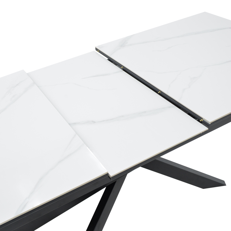 Τραπέζι Rogemi pakoworld sintered stone -γκρι mdf-μαύρο μέταλλο 160-200x90x75εκ