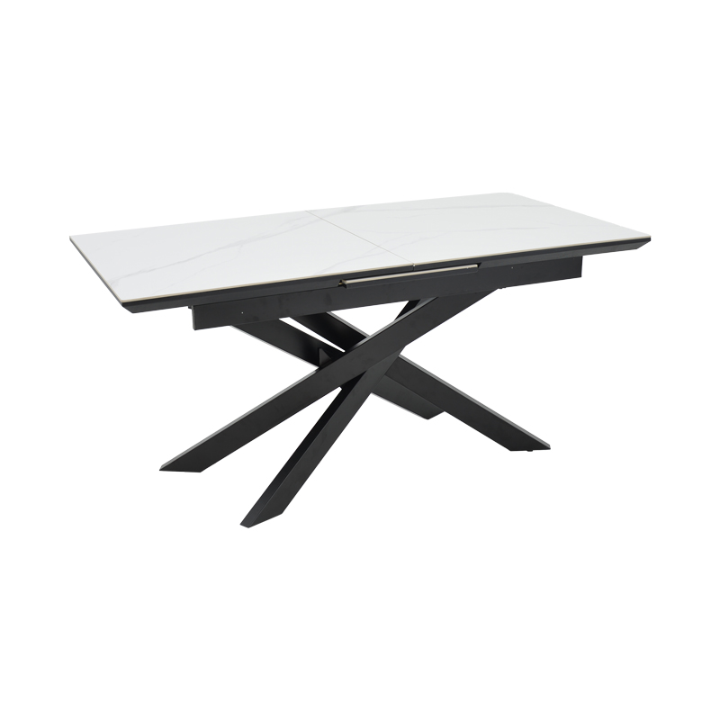 Τραπέζι Rogemi pakoworld sintered stone -γκρι mdf-μαύρο μέταλλο 160-200x90x75εκ