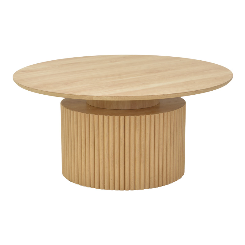 Τραπέζι σαλονιού Opols pakoworld mdf σε φυσική απόχρωση Φ90x42εκ