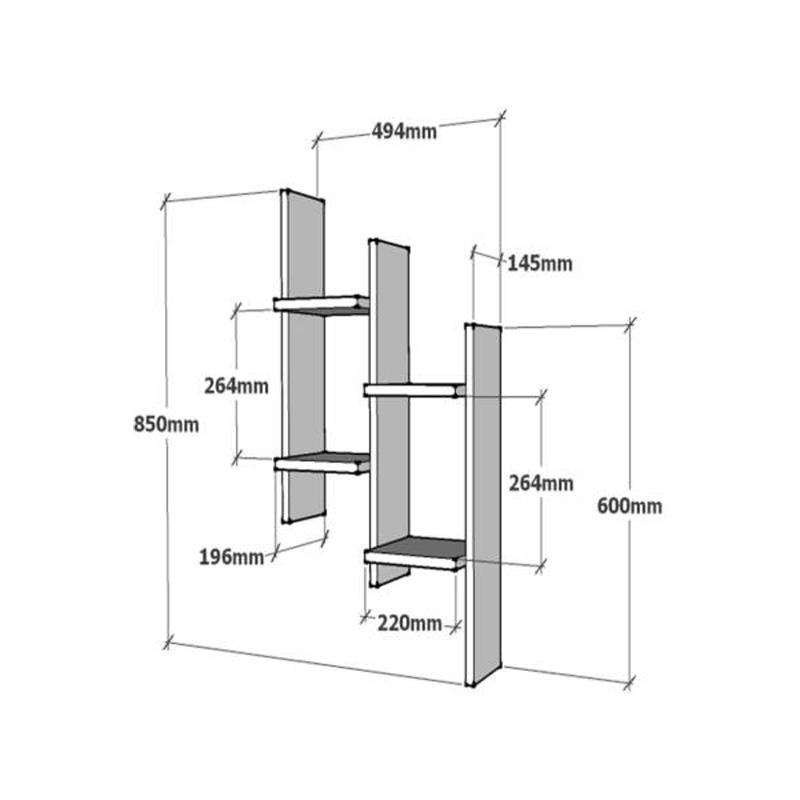 Ραφιέρα τοίχου Tabal pakoworld σε oak απόχρωση 49.4x14.5x85εκ
