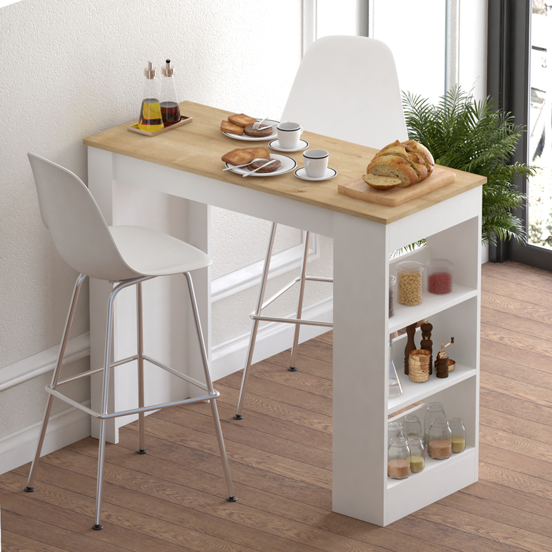 Τραπέζι μπαρ Riff pakoworld λευκό-sonoma 120x50x100εκ Τραπέζι μπαρ Riff pakoworld λευκό-sonoma 120x50x100εκ
