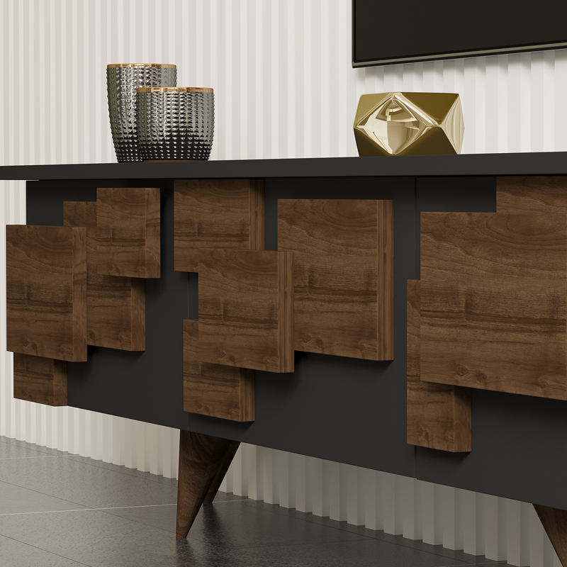 Έπιπλο τηλεόρασης Trida pakoworld καρυδί με ανθρακί 160x35x45εκ Έπιπλο τηλεόρασης Trida pakoworld καρυδί με ανθρακί 160x35x45εκ