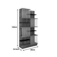Βιβλιοθήκη Gassim pakoworld sonoma με ανθρακί και λευκό 80x24.6x160εκ