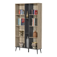 Βιβλιοθήκη Zezan pakoworld σε sonoma-ανθρακί απόχρωση 114x30x200.5εκ Βιβλιοθήκη Zezan pakoworld σε sonoma-ανθρακί απόχρωση 114x30x200.5εκ
