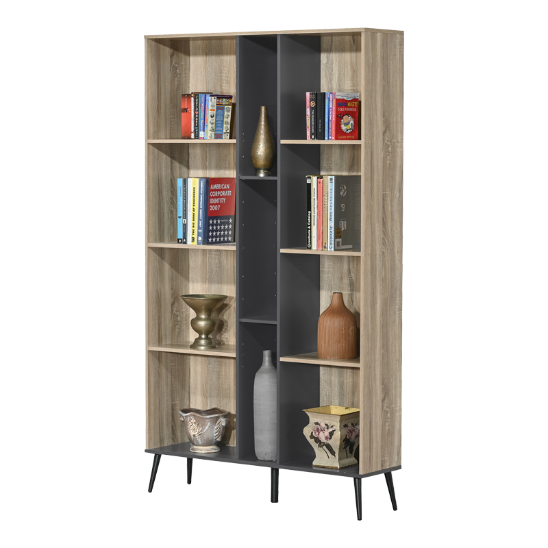Βιβλιοθήκη Zezan pakoworld σε sonoma-ανθρακί απόχρωση 114x30x200.5εκ Βιβλιοθήκη Zezan pakoworld σε sonoma-ανθρακί απόχρωση 114x30x200.5εκ