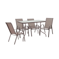 Τραπεζαρία Valor-Calan σετ 5τεμ pakoworld μέταλλο-textilene καφέ 110x60x70εκ Τραπεζαρία Valor-Calan σετ 5τεμ pakoworld μέταλλο-textilene καφέ 110x60x70εκ