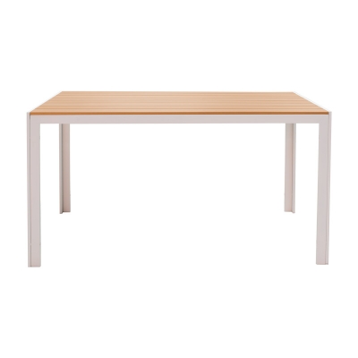 Τραπέζι Nares pakoworld αλουμίνιο λευκό-plywood φυσικό 140x80x72.5εκ Τραπέζι Nares pakoworld αλουμίνιο λευκό-plywood φυσικό 140x80x72.5εκ
