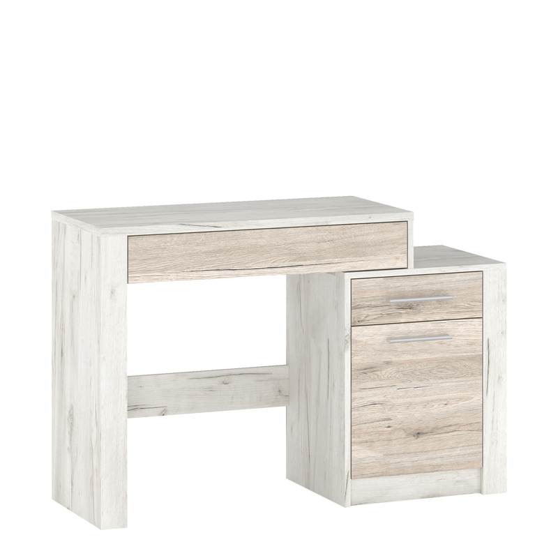 Τουαλέτα-καθρέπτης Neruda pakoworld λευκό antique-oak 114,5x39,5x76εκ