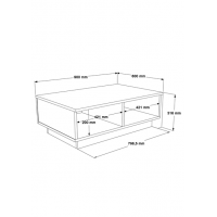 Τραπέζι σαλονιού Thunder pakoworld ανθρακί antique-γκρι antique 90x60x31.5εκ