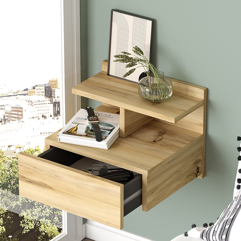 Κομοδίνο Discover pakoworld επιτοίχιο sonoma 40x35.5x32εκ Κομοδίνο Discover pakoworld επιτοίχιο sonoma 40x35.5x32εκ