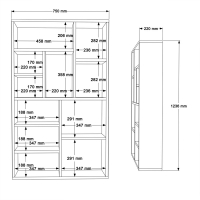 Βιβλιοθήκη Boteca 10θέσεων pakoworld σε oak-λευκή απόχρωση 75x22x123.6εκ
