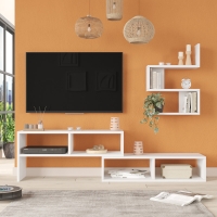 Σύνθετο σαλονιού Kakomo pakoworld σε λευκή απόχρωση 170x29.5x43εκ