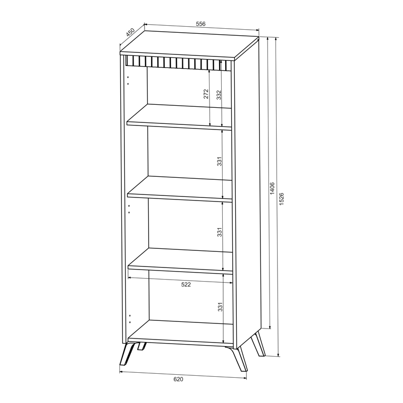 Βιτρίνα Belka pakoworld κρεμ με oak 55,6x45x152,6εκ Βιτρίνα Belka pakoworld κρεμ με oak 55,6x45x152,6εκ