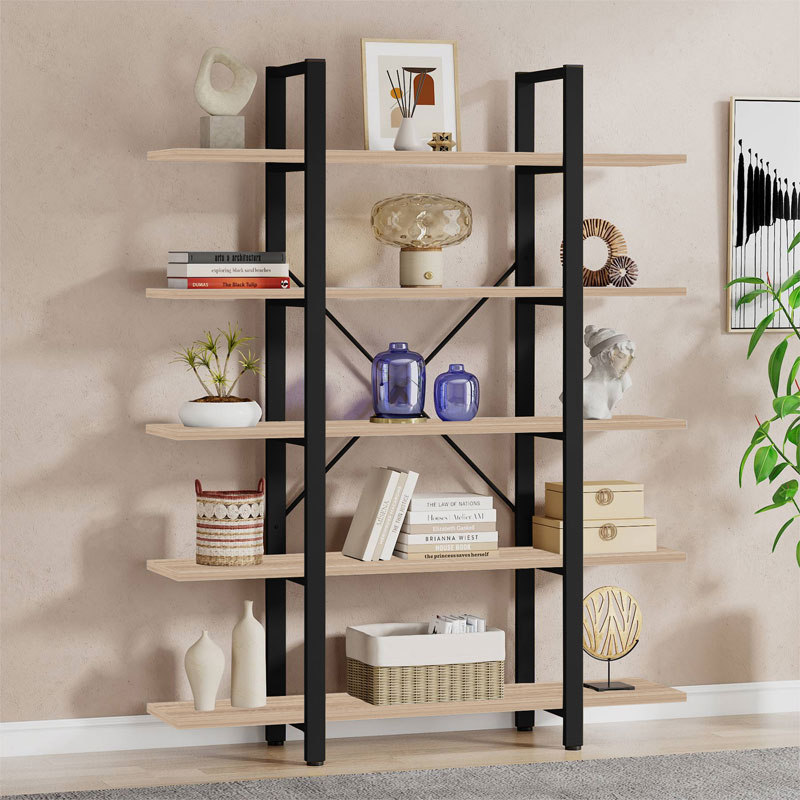 Βιβλιοθήκη Esthon pakoworld φυσικό-μαύρο μέταλλο 120x32x184εκ Βιβλιοθήκη Esthon pakoworld φυσικό-μαύρο μέταλλο 120x32x184εκ