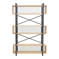 Βιβλιοθήκη Fifer pakoworld σε oak-μαύρη απόχρωση 120x28x185εκ